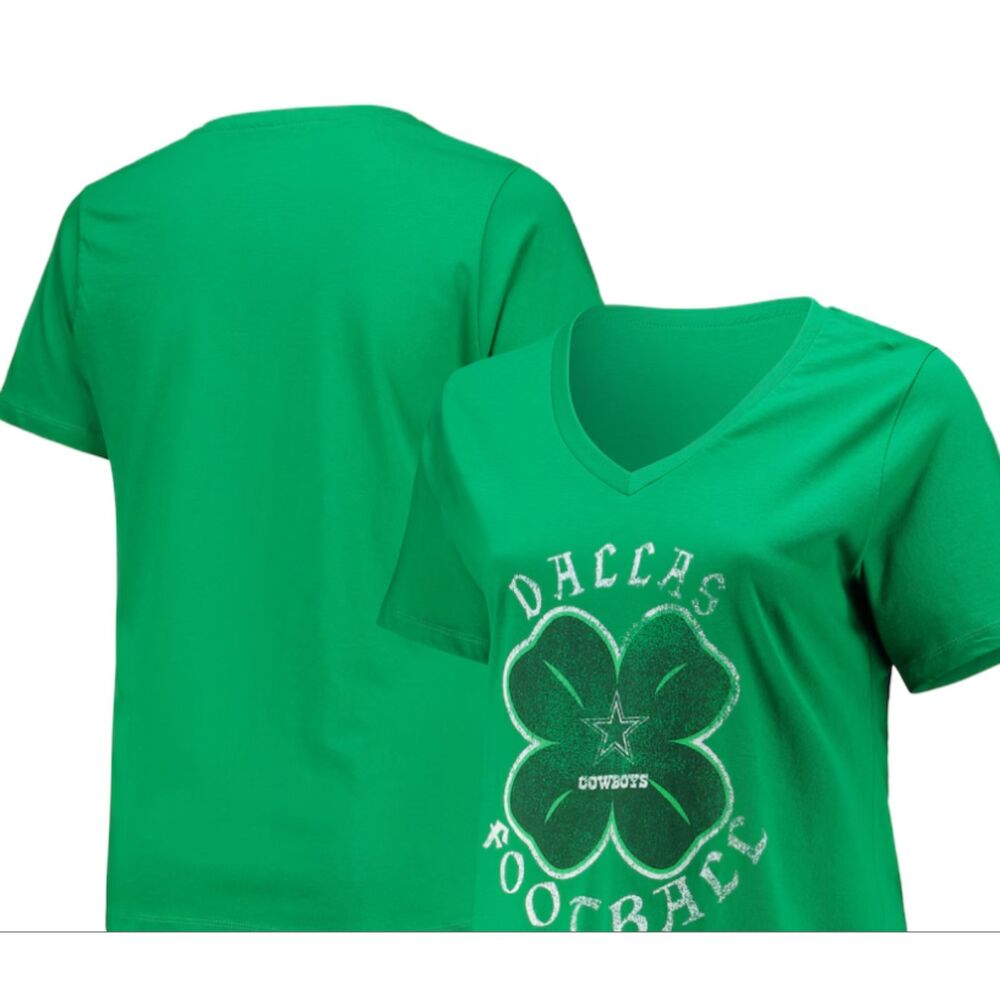 Fanatic Officially Licensed NFL Dallas Cowboys Women's Celtic VNeck TShirt Green